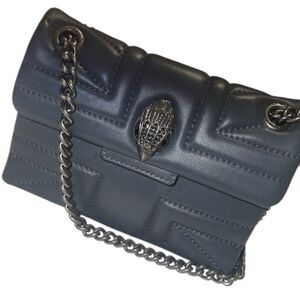 Kurt Geiger Mini Kensington Union Jack Quilted Gray Leather Crossbody Bag